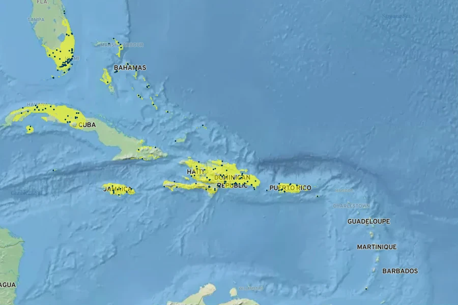 Chrysophyllum oliviforme Native Range