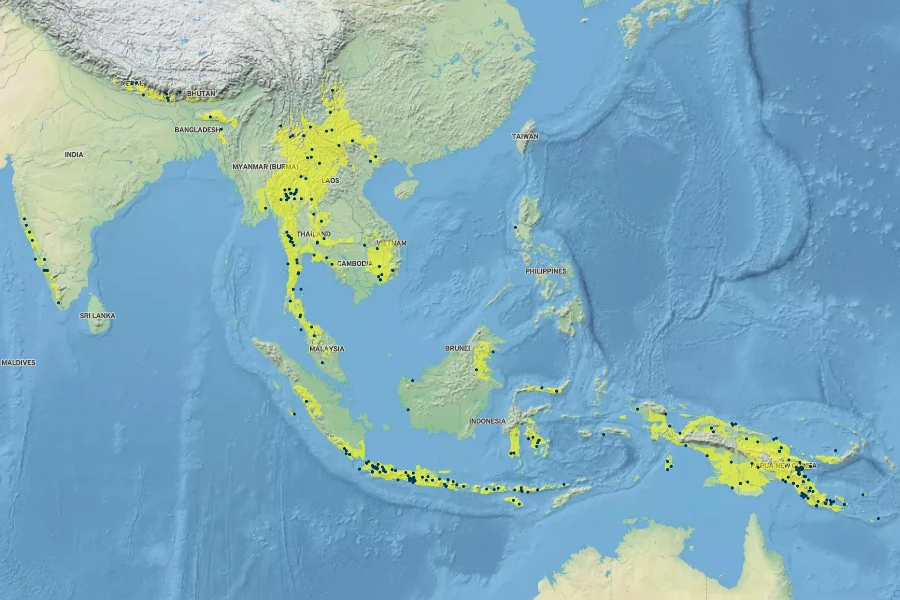 Cissus discolor Native Range