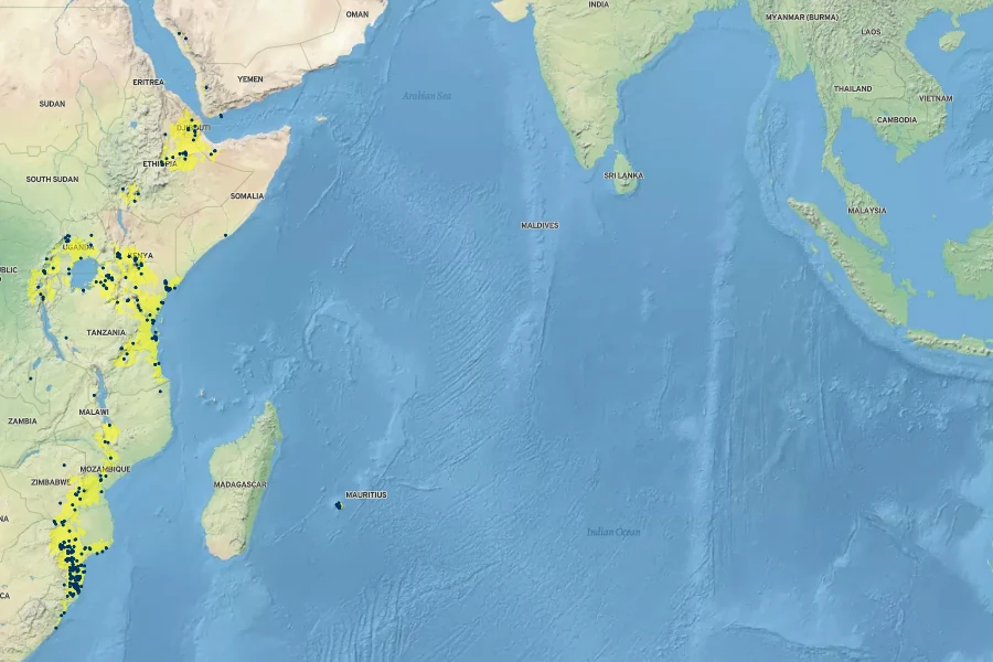 Cissus rotundifolia Native Range