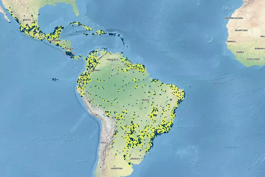 Cissus verticillata Native Range