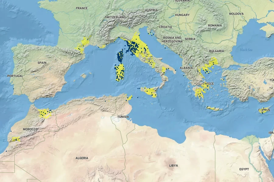 Cistus creticus subsp. eriocephalus Native Range