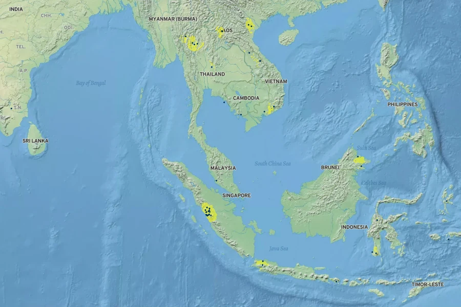 Citrus grandis Native Range