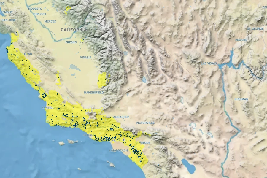 Clarkia bottae Native Range