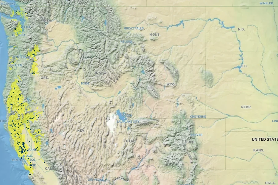 Clarkia gracilis Native Range