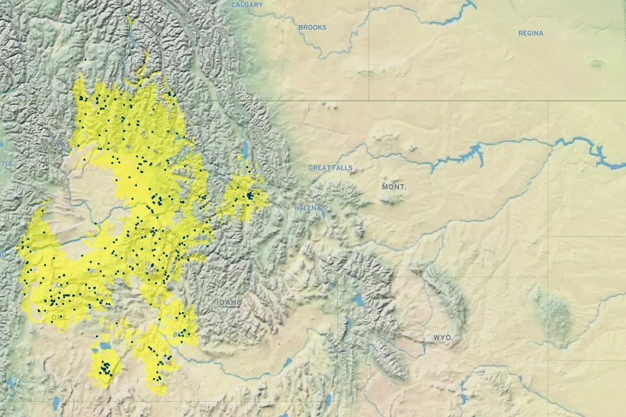 Clarkia pulchella Native Range