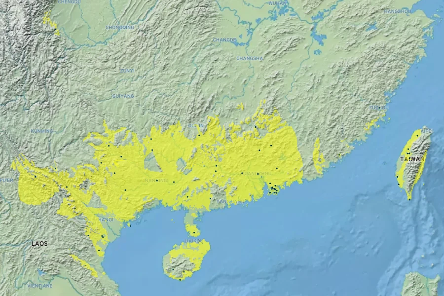 Clausena lansium Native Range