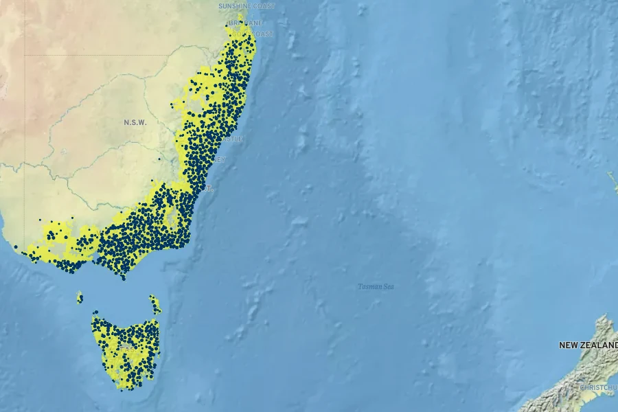 Clematis aristata Native Range
