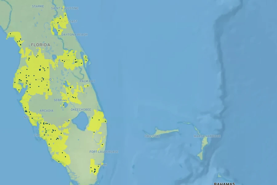 Clematis baldwinii Native Range