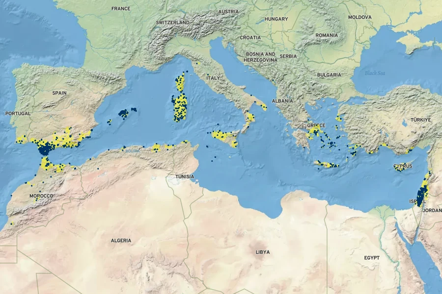 Clematis cirrhosa Native Range
