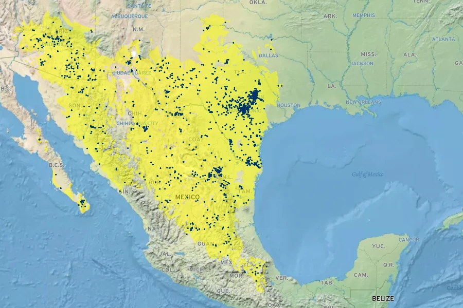 Clematis drummondii Native Range