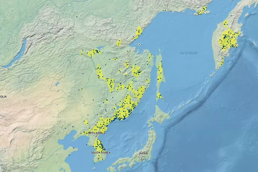 Clematis fusca Native Range