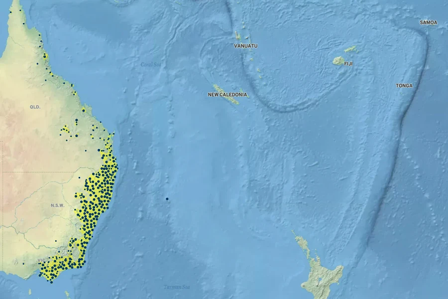Clematis glycinoides Native Range