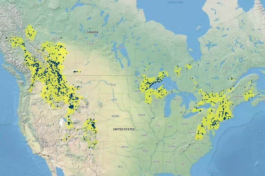 Clematis occidentalis Native Range