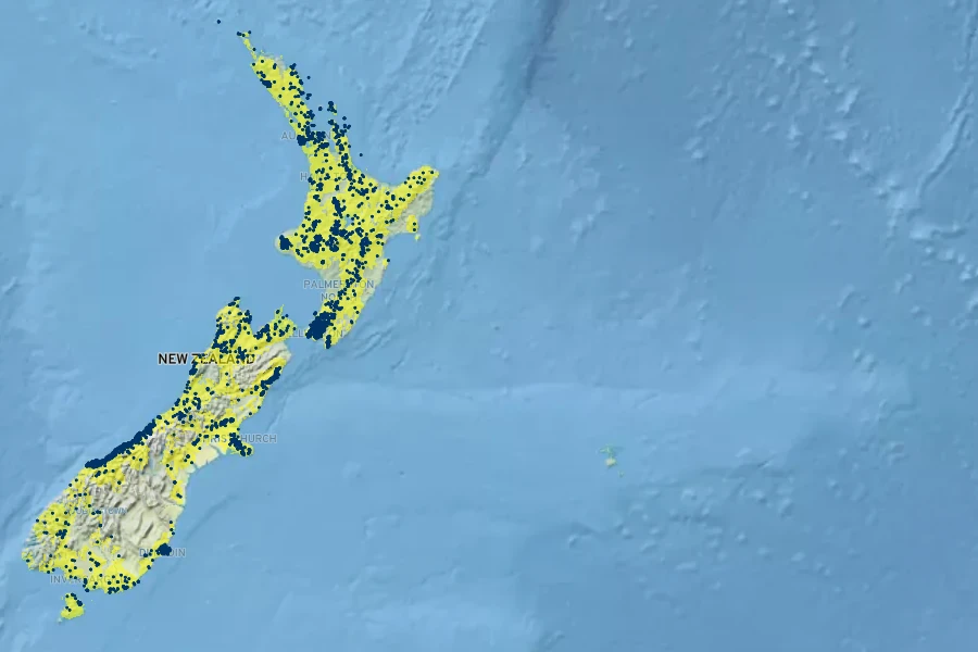 Clematis paniculata Native Range