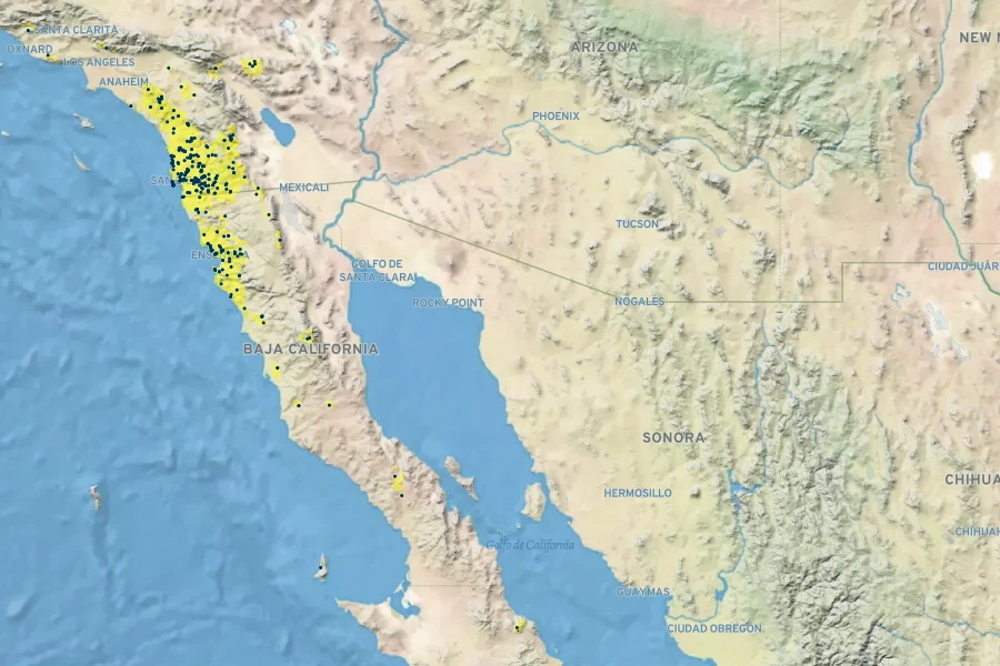 Clematis pauciflora Native Range