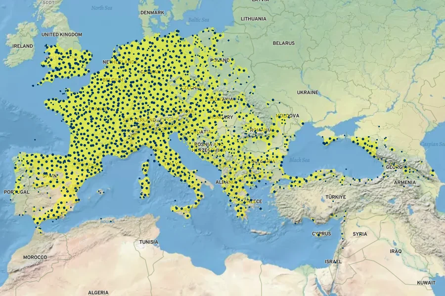 Clematis vitalba Native Range