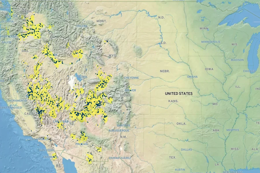 Cleomella lutea Native Range
