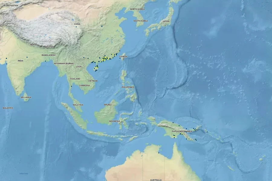 Clerodendrum inerme Native Range