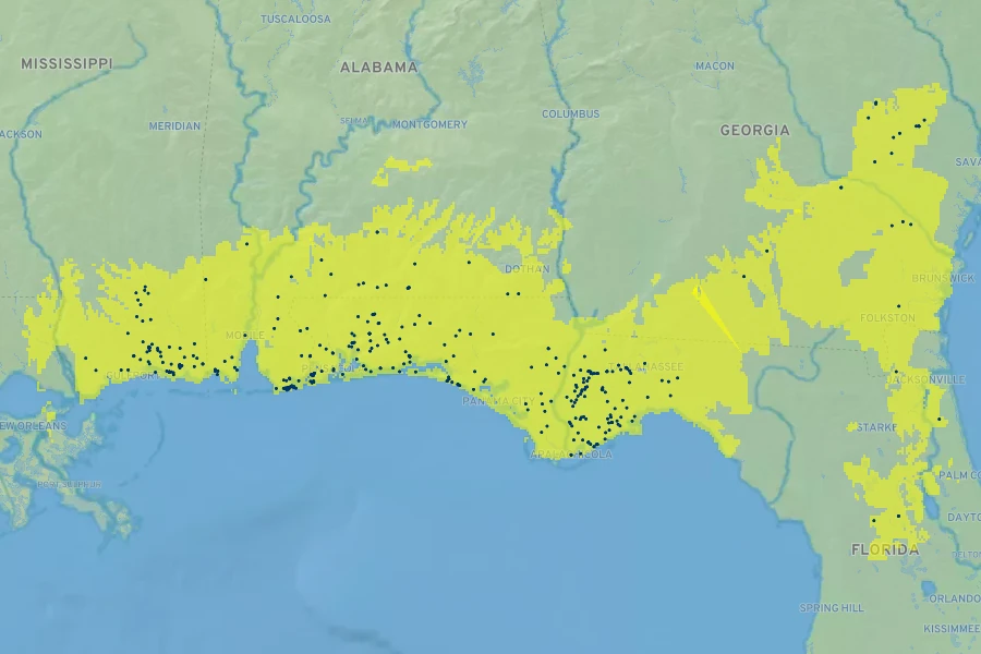 Cliftonia monophylla Native Range