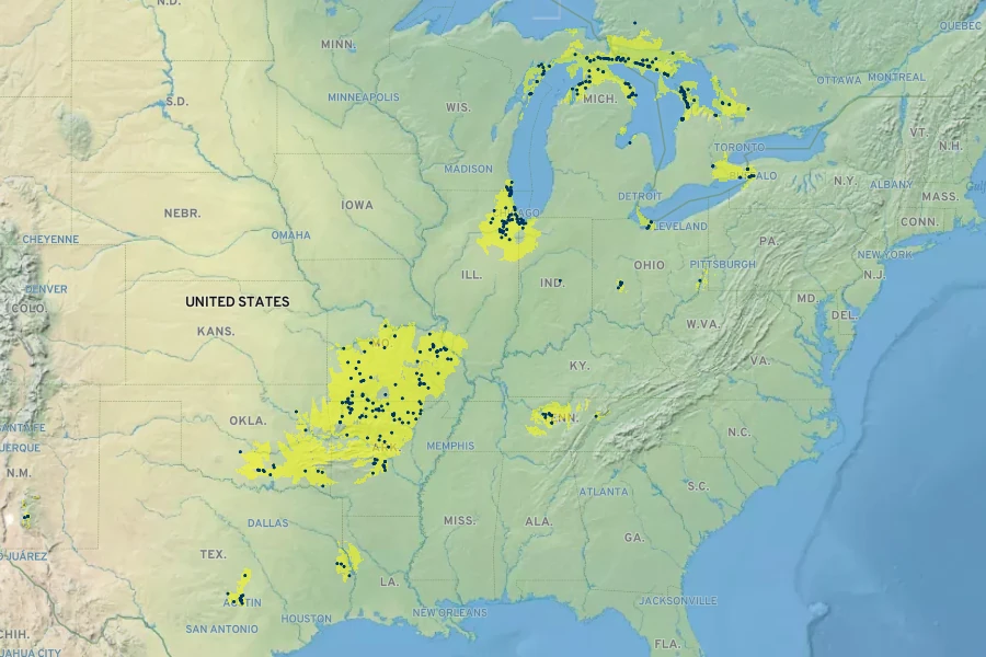 Clinopodium arkansanum Native Range