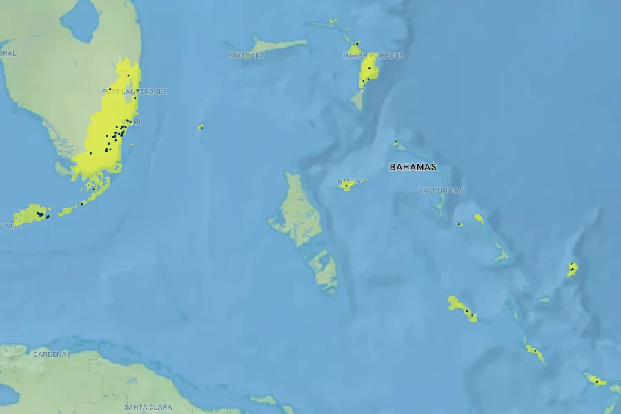 Coccothrinax argentata Native Range