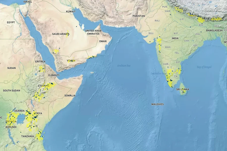 Coleus barbatus Native Range