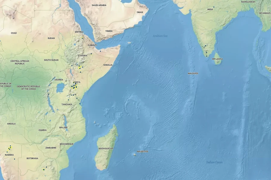 Coleus caninus Native Range