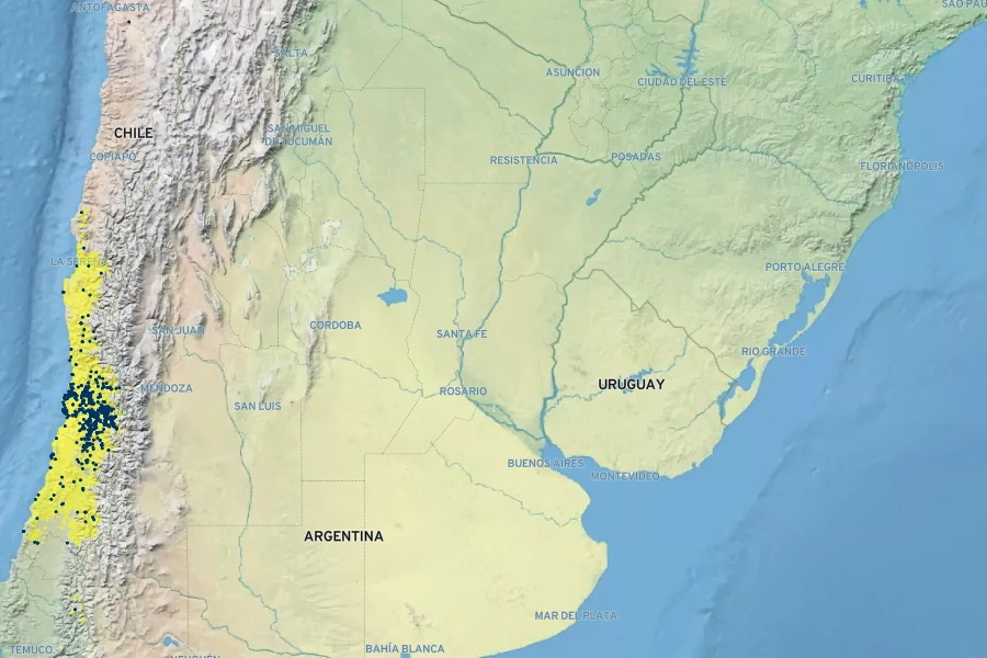 Colliguaja odorifera Native Range