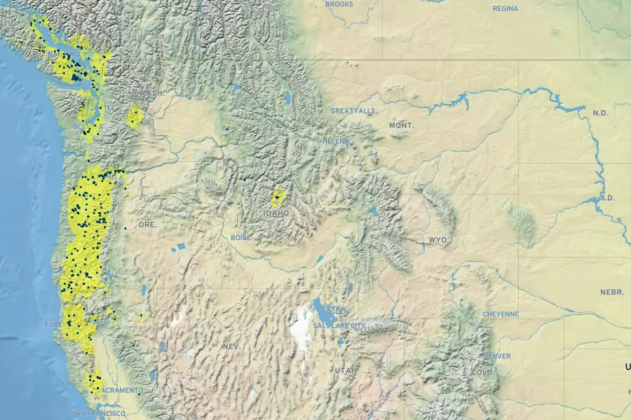 Collinsia grandiflora Native Range
