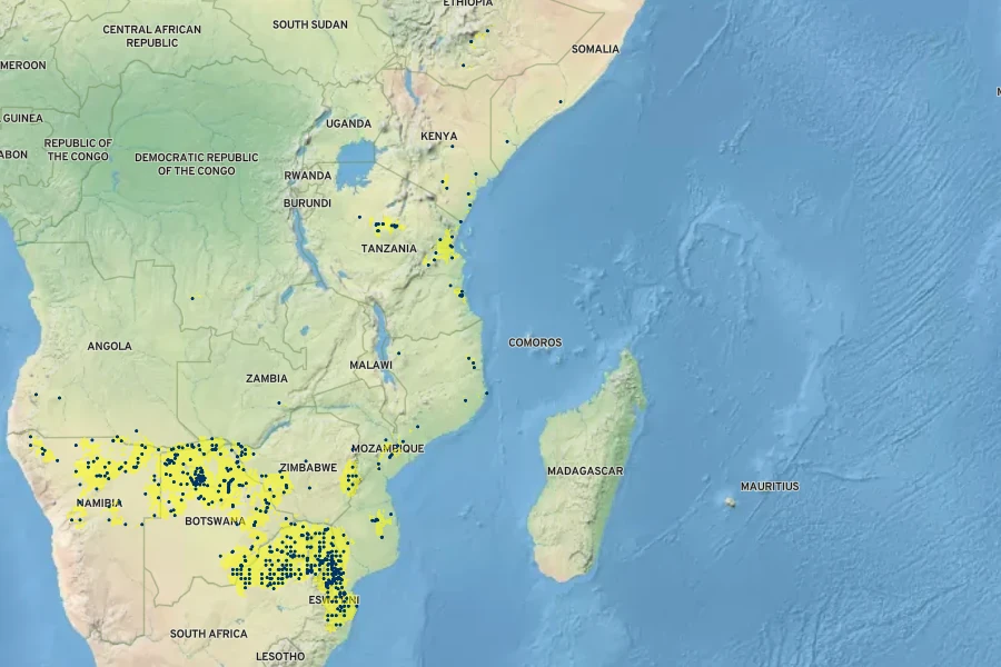 Combretum hereroense Native Range