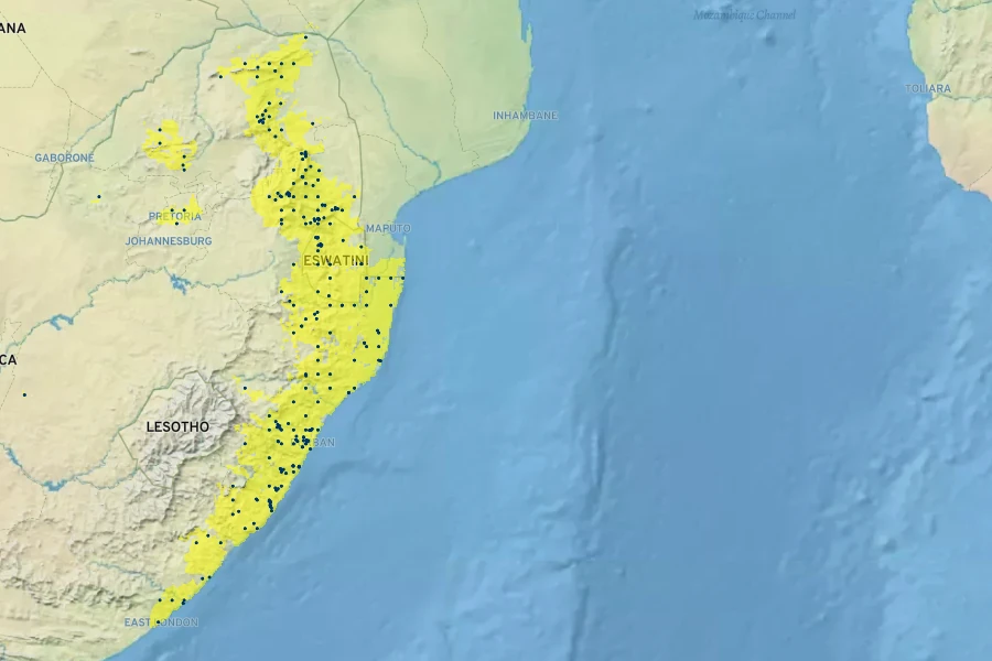 Combretum kraussii Native Range