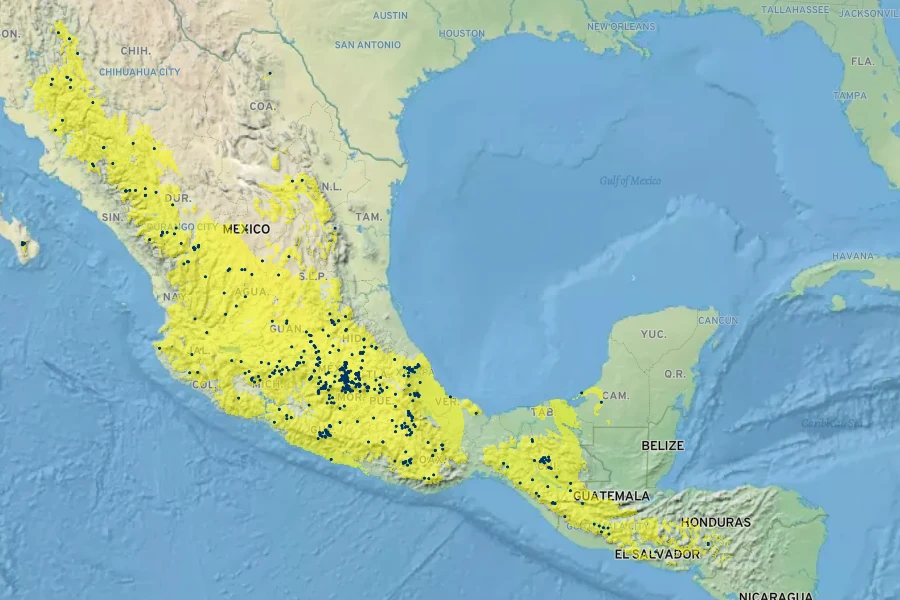Commelina coelestis Native Range