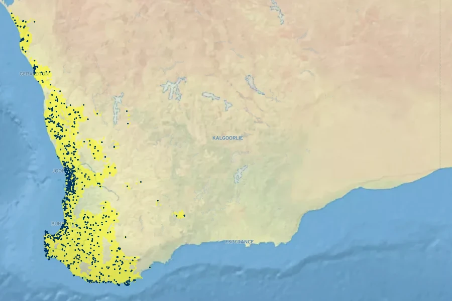 Conostylis aculeata Native Range