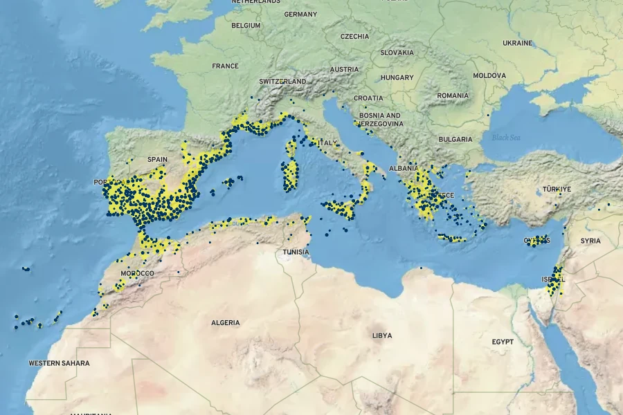 Convolvulus althaeoides Native Range