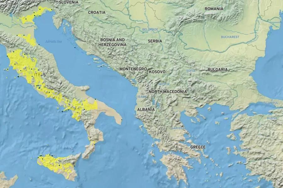 Convolvulus cneorum Native Range