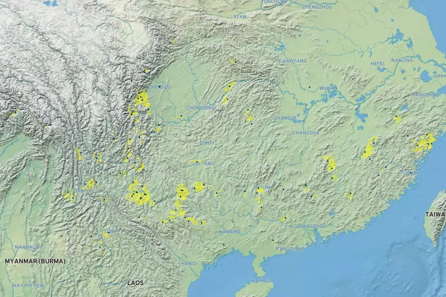 Conyza japonica Native Range
