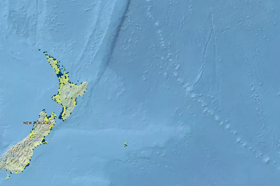 Coprosma repens Native Range