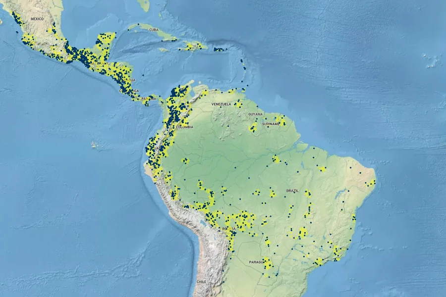 Cordia alliodora Native Range