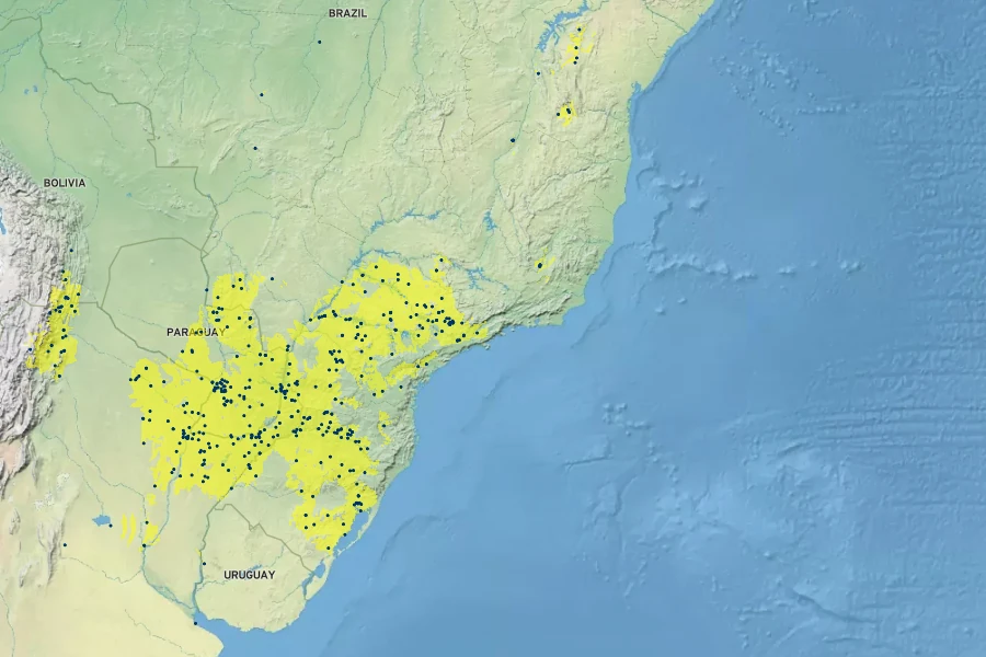 Cordia americana Native Range