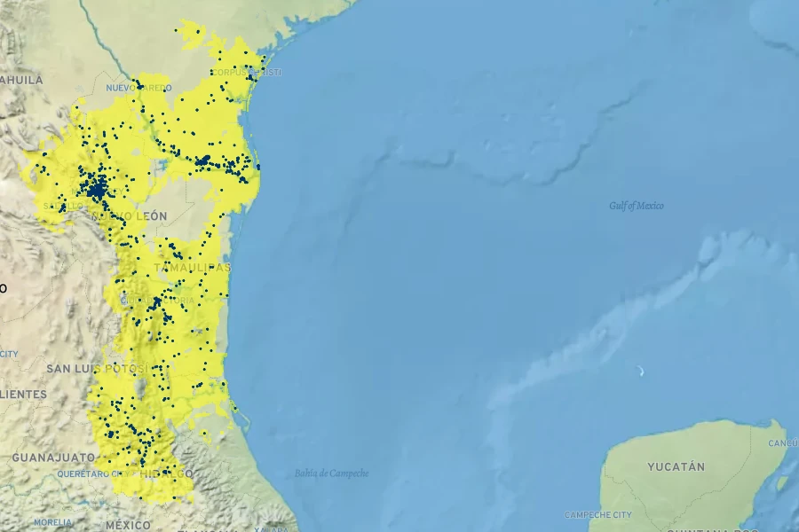 Cordia boissieri Native Range