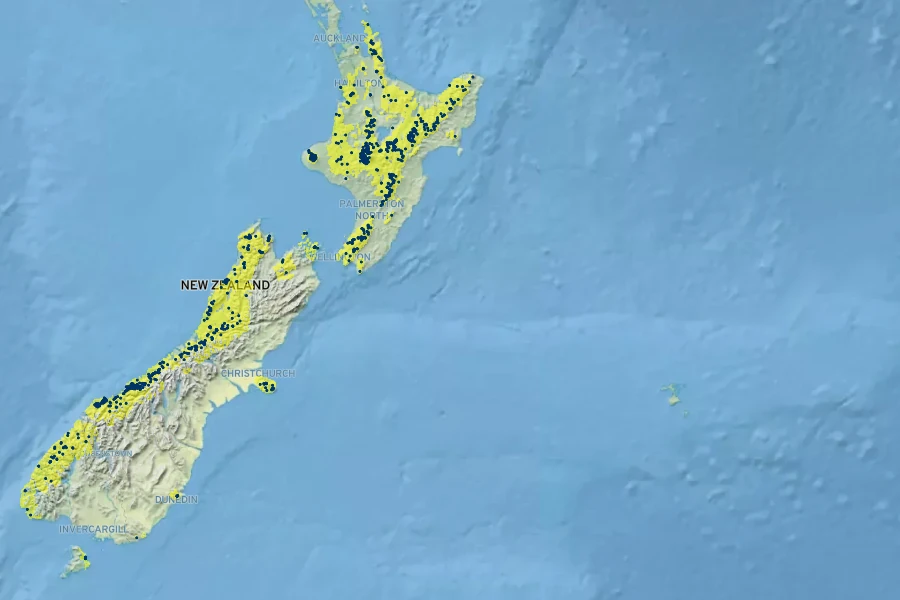 Cordyline indivisa Native Range