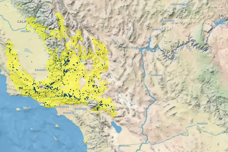 Coreopsis bigelovii Native Range