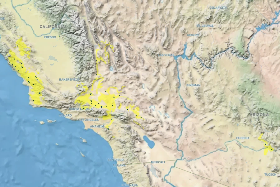 Coreopsis douglasii Native Range