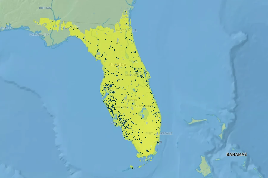 Coreopsis leavenworthii Native Range