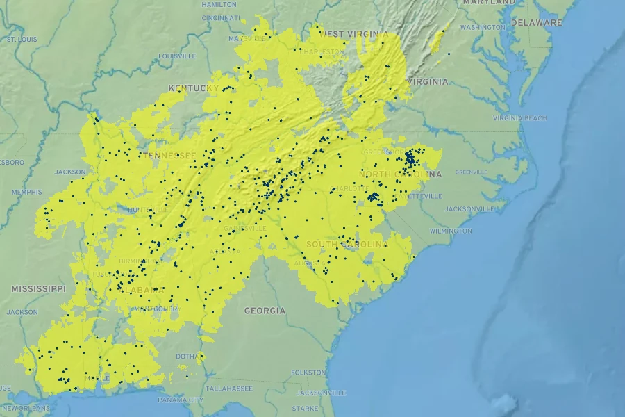 Coreopsis major Native Range