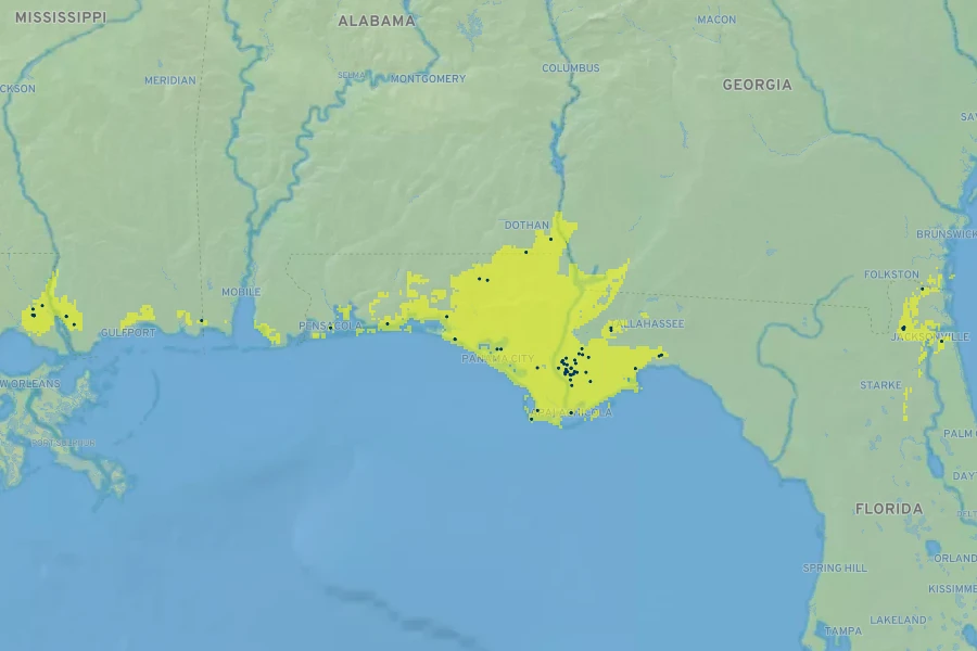Coreopsis nudata Native Range