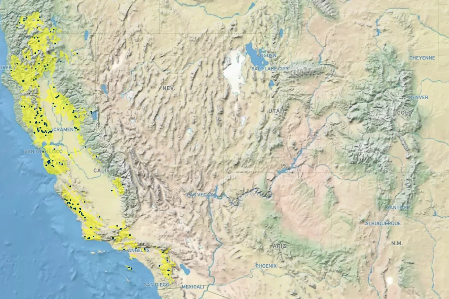 Cornus glabrata Native Range