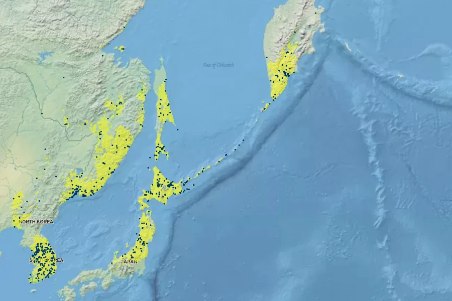 Corydalis ambigua Native Range