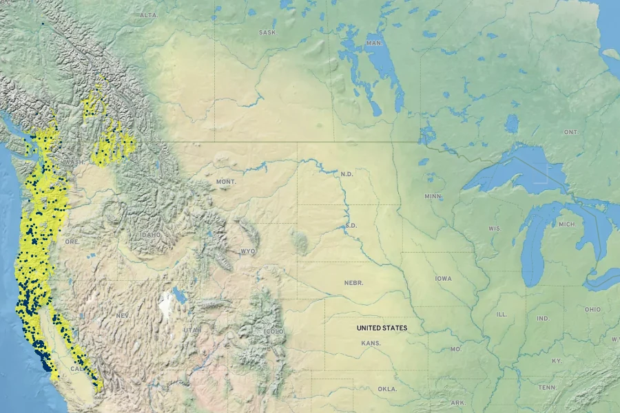 Corylus cornuta var. californica Native Range