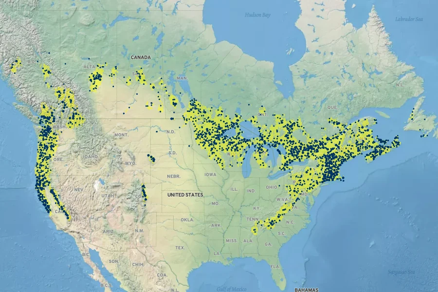 Corylus cornuta Native Range